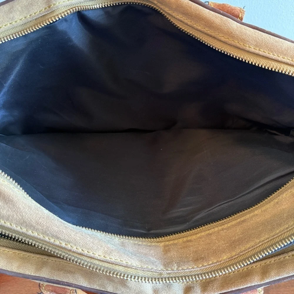 Mulholland Tan and Brown Laptop Bag with Canvas and Leather Design